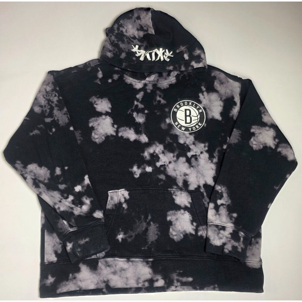 Hollister Brooklyn Nets Tie Dye Graphic Pullover Hoodie Sweatshirt Mens Size M